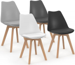 IDMarket - 4 Sara segav&auml;rvilist skandinaavia tooli, tumehall, helehall, valge ja must