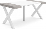 Skraut Home pikendatav laud, multifunktsionaalne pikendatav laud, 160 cm, 8-le k&uuml;lalisele, t&auml;ispuidust jalad, kaasaegne stiil, matt valge ja tsement