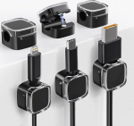 elook Kabelf&uuml;hrung, magnetische Kabel-Clips, mit starkem Klebstoff, Kabel-Organizer f&uuml;r Zuhause, B&uuml;ro, Auto, Schreibtisch, Nachttisch, Schwarz, 6 St&uuml;ck