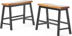Christopher Knight Home Pomeroy 296023 Saddle Benches 61 cm Walnut/Black Set of 2