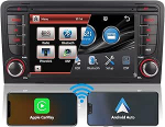 Autoraadio Bluetoothiga Audi A3 8P S3 RS3 Sportback raadioekraani &uuml;hilduvus originaalrooliga Androidi juhtmevaba Carplay autoraadio Carplay Navi DSP FM RDS Double DIN-ga