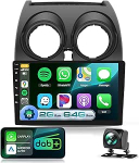 DAB+ autoraadio Carplay Nissan Qashqai 2006-2016, podofo 9-tolline puuteekraaniga raadio 2G+64G juhtmevaba CarPlay Android auto koos HiFi/BT/WiFi/GPS/roolijuhtimispuldiga + CANBUSiga