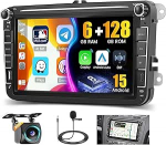 8 Core 6G + 128G DSP Hikity Android 15 autoraadio VW Golf 5 6 Passat Tiguan Polo Caddy Seat, 8-tolline puuteekraaniga autoraadio traadita CarPlay Android auto GPS WiFi RDS / FM BT 59UI SWC Mic Cam