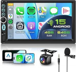 Hodozzy 8 Core 4G + 64G Android Car Radio 2 Din koos Sat Nav WLAN, Wireless Carplay Android Car, 7-tolline IPS puuteekraaniga autoraadio DSP, Bluetooth, Mirror Link, SWC, FM/RDS, USB + tagurduskaamera abil.