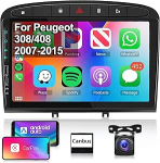 Hodozzy Carplay/Android autoraadio Peugeot 408/308/308 SW 2008-2015 koos satelliitnavigatsiooniga, 9-tolline puuteekraan koos Mirror Link/WiFi/GPS/RDS/FM/Bluetooth/USB + tagurduskaamera + mikrofoniga