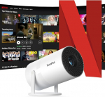 Netflix Certified & Electric Focus: Projektor 20000L 1080P miniprojektor WiFi & Bluetooth projektor 210&deg; p&ouml;&ouml;rleva statiiviga, automaatne trapetsikorrektsioon, tolmufilter & soojus&uuml;lekandes&uuml;steemiga