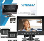 VSG 24 tagurduskaamera 7-tolline stardikomplekt matkaauto sisaldab 2 musta v&auml;rvi kaamerat, monitori, kaablit ja kaugjuhtimispulti - veekindel &ouml;ise n&auml;gemise s&uuml;steem 12V-24V / vastupidav tagurduss&uuml;steem haagissuvilate jaoks matkaautode jaoks
