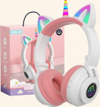 OHAANYY Juhtmevabad k&otilde;rvaklapid lastele, k&otilde;rvaklapid Bluetooth Unicorn Foldable, t&uuml;drukud koos kaabli ja mikrofoniga k&otilde;rvaklapid lastele LED-valgusega Stereo k&otilde;rvaklapid mobiiltelefoni/laua/PC jaoks (valge)