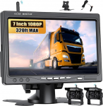 CAMECHO traadita tagurduskaamera, 2 kaamerat, IP68 veekindel, &ouml;ine n&auml;gemine, lai nurk 7-tollise HD monitoriga k&otilde;ikidele mudelitele, 12V-36V suure j&otilde;udlusega kiibiga tagurduskaamera tagurdusjoonega, pime