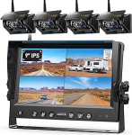 4 traadita p&auml;ikesemagnetilised tagurduskaamerad 9-tolline 1080P HD monitor, 9600 mAh aku, 1 minutiline paigaldus, IP69K veekindel, haagistele, haagissuvilatele ja veoautodele