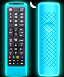 Samsung TV kaugjuhtimispuldi &uuml;mbris, Samsung Smart TV kaugjuhtimispuldi &uuml;mbris, universaalne asendussilikoonist &uuml;mbris koos kaelarihmaga, helendav pimedas sinine