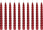 Ebersbacher Kerzenfabrik GmbH Renaissance Taper Candles Twisted Varnished Wine Red Pakendis 10 Suurus Ca. 22 x 250 mm Individuaalselt fooliumiga.