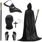 Celebration Directre Halloween Plague Doctor Mask Kost&uuml;&uuml;mikomplekt PU nahast linnu pikk nina nokk mask koos kapuutsiga Cape Scepter Cross kaelakee kindad t&auml;isn&auml;gu mask Halloween Cosplay Party jaoks