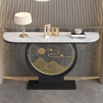 Moderner schwarzer Akzenttisch f&uuml;r Eingangsbereich, Konsole und Flur &ndash; 80 cm Langer Foyertisch, stilvoller Sofatisch f&uuml;r die Wohnzimmerdekoration