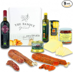 THE BASQUE Gourmet - Kinkekomplekt - P&uuml;hade ja j&otilde;ulude kinkekorv veini, juustu, spargli, ekstra neitsioliivi&otilde;li, Piquillo paprika, Foie Godfather, Chorizo, vorstiga - Deluxe kinkekarp