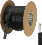 hankekaart 1 St&uuml;ck 46 m - 1,27 cm erweiterbare geflochtene Kabelh&uuml;lse, PET-Kabel-Management, Kabelschutz, Drahtwickel-Webstuhlschlauch f&uuml;r TV, Computer, B&uuml;ro, Heimger&auml;te, Schwarz