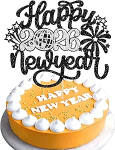 Gyufise Tortenaufsatz 2025 Happy New Year mit Glitzer, Hello 2025, Feuerwerk, Kuchenpicker, Willkommen 2025, Happy New Year's Eve Kuchendekoration, Partyzubeh&ouml;r, Schwarz, 1 St&uuml;ck