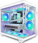 MUSETEX PC Case ATX, 5 PWM ARGB eelpaigaldatud ventilaator, 360 mm ratta tugi, Type-C Gaming PC Case, 270&deg; t&auml;isvaade karastatud klaasist Mid Tower PC Case, Pure White ATX Case, Y6