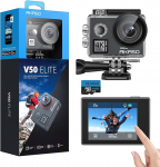 AKASO V50 Elite Action Cam, 4K60FPS 20MP veealune kaamera koos 64GB U3 m&auml;lukaardiga WiFi koos puuteekraaniga ICE 40M spordikaamera 8X Zoom h&auml;&auml;ljuhtimine kaugjuhtimispult lisavarustus komplektiga