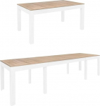 Torino Kitchen Table Dining Room Table Extendable 300 cm Sonoma Oak - Matt White for 4-12 People Dining Table 160 x 90 x 76 cm Modern Rectangular Table with Extension Option