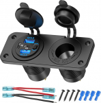 4 pordi 12 V USB-pesa Marine Switch Panel 12-voldise pistikuga, kaks PD30 W ja QC18 W USB-pesa autolaadija koos l&uuml;litiga, veekindel 150 W sigaretis&uuml;&uuml;taja pistikupesa 2 in 1 DIY-komplektis
