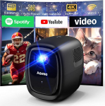 Nutikas mini projektor 1080P 4K projektoriga, automaatne trapetsikompensatsioon, WiFi 6 ja Bluetooth 5.2, &uuml;hildub USB/Mobiili/PC-ga, HiFi audio, et nautida filmi kodus, mustanahaline