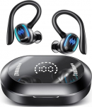 EUQQ juhtmevabad k&otilde;rvaklapid, 50H Bluetooth 5.3 k&otilde;rvaklapid CVC m&uuml;ravastase mikrofoniga, s&uuml;gava bassi juhtmevabad k&otilde;rvaklapid, kaks LED-ekraani, IPX7 veekindel, k&otilde;rvaklappidega spordik&otilde;rvaklapid jooksmiseks