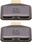 2 Pack HDMI Male to Female Adapter, 2K 60Hz 1 in 2 Out Male to Dual Female Video Splitter koos m&auml;rgutulega, HDMI Extender telerile, s&uuml;learvutitele