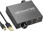 H.May 2.0 USB Sound Card, External Set-Top Box Computer External Converter with 3.5 mm Port, USB Driver-free Audio Sound, USB Sound Card, Compatible with Computer, Pad, Smartphone, PS5, etc