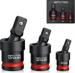 GETLITOOL Power Ball Joint 3-osaline universaalne liigendikomplekt 1/2 3/8 1/4 tolli 360&deg; p&ouml;&ouml;rlev Cr-Mo terasest l&ouml;&ouml;giv&otilde;ti&uuml;hendus koos pallivedruga p&ouml;&ouml;rleva puuri mutriv&otilde;tme pistikupesa jaoks