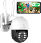 ANTELA 4MP/2.5K External WiFi Camera Color Night Vision IR Smart 50M with Projector Motion Detection 360&deg;PTZ with 24/7 Recording IP65 2.4GHz