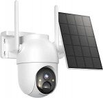 2K valvekaamera v&auml;ljas aku, 360 &deg; PTZ traadita WiFi v&auml;likaamera p&auml;ikesepaneeliga, AI tuvastamine ja h&auml;ire, v&auml;rviline &ouml;&ouml;n&auml;gemine, 2-suunaline heli, IP66 veekindel, Alexa &uuml;hilduv (&uuml;ksikute