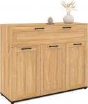 IDMarket - Vito Sideboard 100 cm 3 Doors and 1 Drawer Beech Effect with Black Handles
