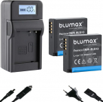 2 x Blumax aku &uuml;hilduv Panasonic DMW-BLG10 E [1000 mAh] + kiirlaadija DMW-BLG10E / DMW-BLE9 E Lumix DMC-GF6 GX7 III GX85 DC-TZ202 G110W jaoks.