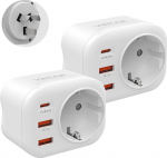 VINTAR 2PC 20W Austraalia reisiadapter, 4 in 1 PD & QC 3.0 kiirlaadimisadapter, 2 USB pesa ja 1 USB-C port, Austraalia, Argentiina, Hiina, I t&uuml;&uuml;pi