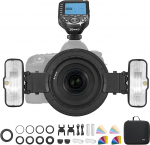 GODOX MF12-K2 makro v&auml;lk Makro v&auml;lk koos Godox XproII-C ja v&auml;rvilise filtriga, 2.4G juhtmevaba juhtimine, TTL/M režiim, 3,7 V/6,29 W liitiumaku, &uuml;hildub Nikon, Sony, Canon, Fuji, Olympus ja Panasonic'iga