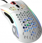 Glorious Gaming Model D- (Minus) Wired Gaming Mouse - superleichtes Wabendesign mit 61 g, RGB-Beleuchtung, ergonoomiline, Pixart 3360 Sensor, Omron-Schaltern, PTFE-F&uuml;&szlig;e, 6 Tasten - Gl&auml;nzend Wei&szlig;