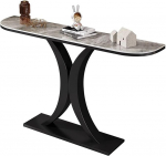Konsolentisch f&uuml;r den Eingangsbereich, schmaler Sofatisch aus Marmor, schmaler Konsolentisch mit Metallgestell, f&uuml;r Wohnzimmer, Flur, Foyer, Landhausstil (Schwarz C, 150 cm/59 Zoll)