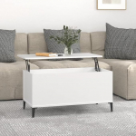 Homgoday Coffee Table, White, 90 x 44.5 x 45 cm, Wood, Living Room Sofa Table with Removable Top and Hidden Compartment, Side Table for Sofa