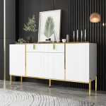 Sideboard elutuba 4 uksega, Comode kapp, elutoa kapp reguleeritavate riiulitega, k&ouml;&ouml;gikapp, buffetkapp sissep&auml;&auml;suks, k&ouml;&ouml;ki, s&ouml;&ouml;gituppa, valge, MDF, 160 x 40 x 80 cm.