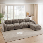 Luudeta diivan, modulaarne diivan, L diivan magamisfunktsiooniga, nurgadiivan, diivanvoodi, 32D k&otilde;rge tihedusega vaht, &scaron;enillkangas, libisemisvastane disain, ei vaja kokkupanekut, 358 x 171 x 76 cm (pruun)