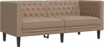 Chesterfield 3-kohaline diivan, kunstnahast diivan k&auml;etoedega, seljatugi, tugijalad, polsterdatud diivan elutuppa (Cappuccino #14)