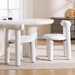 Ya-Home s&ouml;&ouml;gitoa toolid 2-st komplektist Faux Fur k&ouml;&ouml;gitoolid koos seljatoega Modernne polsterdatud tool ilma k&auml;etoeta s&ouml;&ouml;gituppa/elutuppa, valge