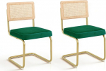 CangLong Mid-Century Modern, Natural Mesh rotangist seljatugi, polsterdatud fliisist iste Armless toolid metallist jalad kodu k&ouml;&ouml;k s&ouml;&ouml;gituba, komplekt 2, roheline