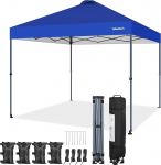 Yaheetech Folding Gazebo 3 x 3 m Pop Up Gazebo Veekindel Stabiilne talvekindel aed Gazebo ratastel Aed Telk k&otilde;rgus reguleeritav koos kandekotiga Sinine
