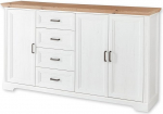 Stella Trading Jasmin Sideboard heledast m&auml;nnist, k&auml;sit&ouml;&ouml;nduslik tamme v&auml;limus, kapp maal&auml;hedases stiilis, sahtlitega ja palju panipaiku, 182 x 102 x 41 cm (B x K x S)