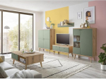 Lomadox elutoa komplekt tamme v&auml;rvi roheline moodne 5-osaline kohvilaud Highboard TV Lowboard seinariiul vitriinkapp
