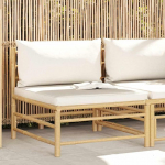 Modulares Garten-Lounge-Set aus Bambus mit Beistelltisch und dick gepolsterten Kissen, 3-TLG. Garten-Lounge-Set mit Kissen f&uuml;r entspannte Stunden im Freien