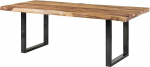 Massivmoebel24.de Freeform 5 Sheesham puidust laud naturaalne liivapritsitud + U-jalad l&auml;ikivas antratsiidis, 180 x 90 x 77 cm, massiivpuidust laud, s&ouml;&ouml;gilaud, s&ouml;&ouml;gilaud