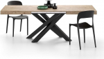 MOBILI FIVER, Emma 140 cm pikendatav tammepuust laud mustade X-jalgadega, laminaat, raud, valmistatud Itaalias